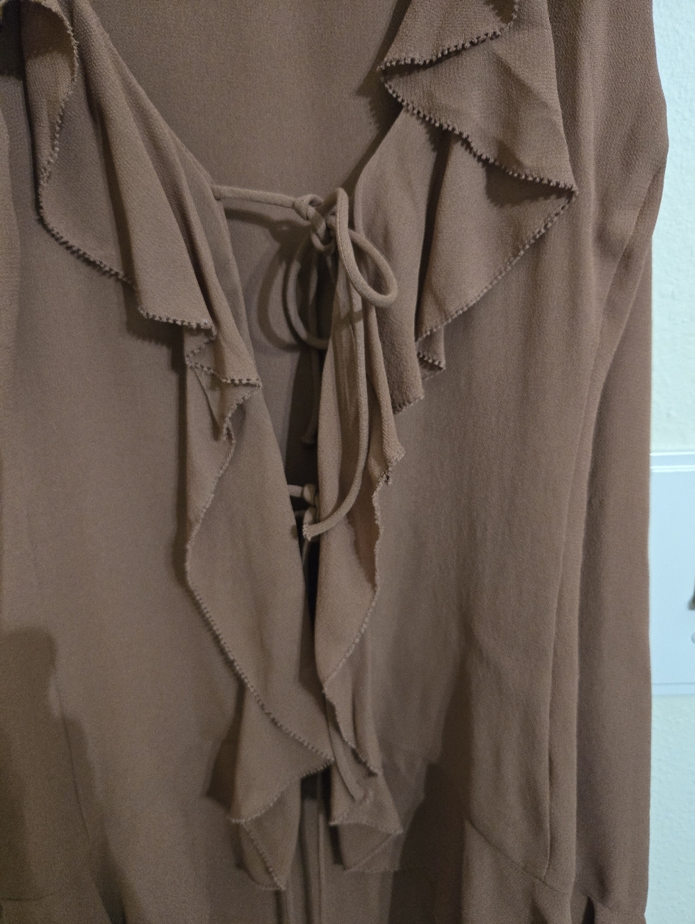 Reformation Brown Ruffle Tie-Front Camisole - Picture 3 of 7